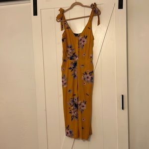 Jessica Simpson yellow floral jump suit- M